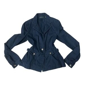 Eddie Bauer Navy Blue Twill Utility Jacket Blazer Womens Size Medium‎